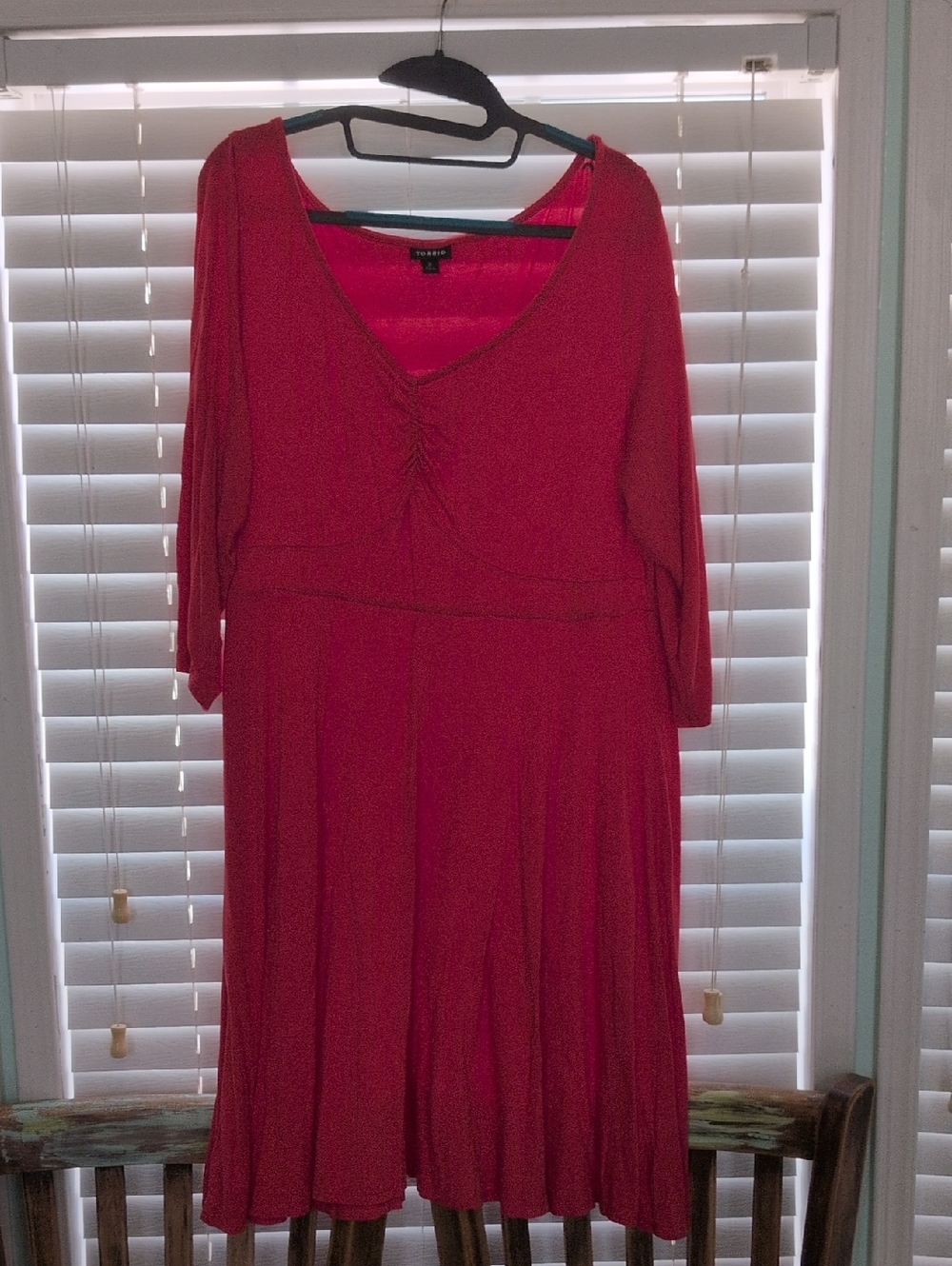 Torrid Coral V-Neck Long Sleeve Midi Dress